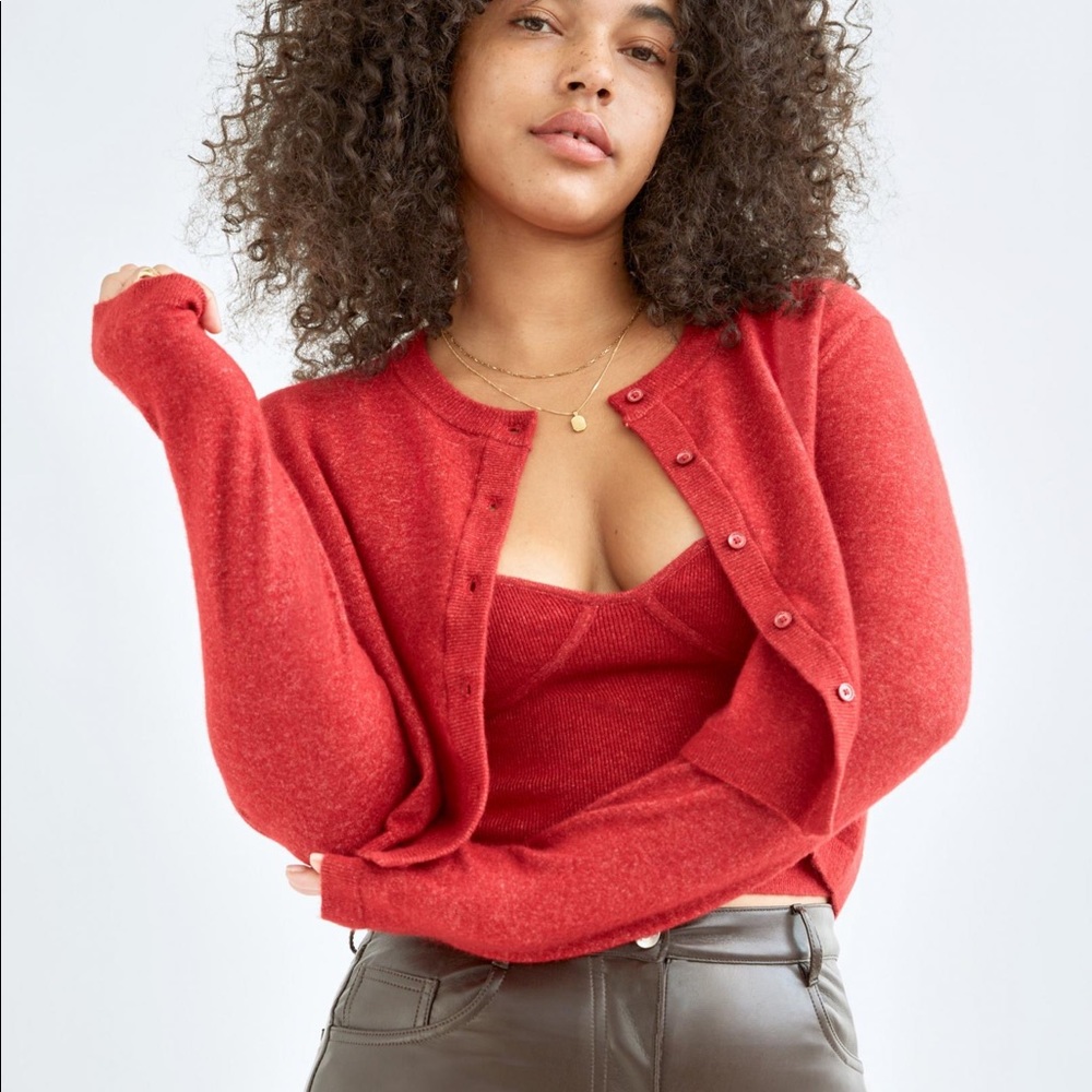 Aritzia Wilfred Sicily Cardigan in Red
